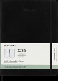 Agenda settimanale Moleskine 2022-2023, 18 mesi con spazio per note, XL, copertina morbida - Nero