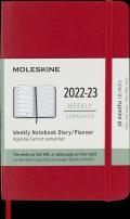 Agenda settimanale Moleskine 2022-2023, 18 mesi con spazio per note, Pocket, copertina morbida - Rosso scarlatto