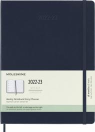 Agenda settimanale Moleskine 2022-2023, 18 mesi con spazio per note, XL, copertina rigida - Blu zaffiro