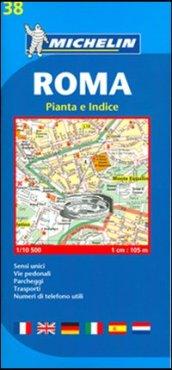 Roma 1:10.500. Sensi unici, vie pedonali, parcheggi, trasporti, numeri di telefono utili