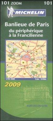 Banlieune de Paris. Du périphérique à la Francilienne. 1:53.000