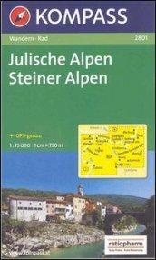 Carta escursionistica e stradale n. 2801. Slovenia. Julische Alpen Steiner Alpen 1:75:000. Adatto a GPS. Digital map. DVD-ROM