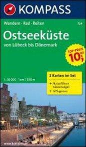 Carta escursionistica e stradale n. 724. Ostseeküste Lübeck bis Dänemark set. Adatto a GPS. Digital map. DVD-ROM