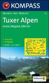 Carta escursionistica e stradale n. 34. Tuxer Alpen, Inntal, Wipptal. Adatto a GPS. Digital map. DVD-ROM