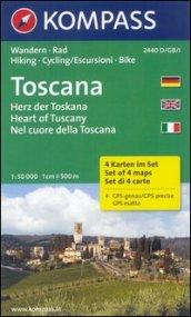 Carta escursionistica n. 2440. Nel cuore della Toscana, set di 4 carte