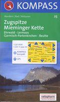 Carta escursionistica n. 25. Austria. Tirolo. Dall'Arlberg al massiccio del Wilder Kaiser. Zugspitze, Mieminger Kette 1:50.000. Adatto a GPS. DVD-ROM digital map