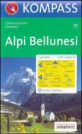 Carta escursionistica n. 77. Trentino, Veneto. Alpi bellunesi 1:50.000