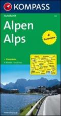 Carta panoramica n. 350. Alpi-Alpen 1:50.000. Con carta stradale. Ediz. bilingue