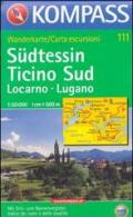 Carta escursionistica n. 111. Svizzera, Alpi occidentale. Locarno, Lugano, Ticino sud 1:50.000. Adatto a GPS. DVD-ROM. Digital map