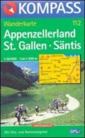 Carta escursionistica n. 112. Svizzera, Alpi occidentale. Appenzellerland, St. Gallen, Säntis 1:50.000. Adatto a GPS. Digital map. DVD-ROM