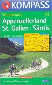 Carta escursionistica n. 112. Svizzera, Alpi occidentale. Appenzellerland, St. Gallen, Säntis 1:50.000. Adatto a GPS. Digital map. DVD-ROM