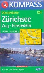 Carta escursionistica n. 124. Svizzera, Alpi occidentale. Zürichsee, Zug, Einsiedeln 1:50.000. Adatto a GPS. Digital map. DVD-ROM