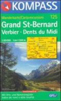 Carta escursionistica n. 125. Svizzera, Alpi occidentale. Grand St.-Bernard 1:50.000. Adatto a GPS. Digital map. DVD-ROM: Wanderkarte mit Orts- und Namensregister. GPS-geeignet