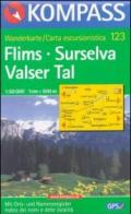 Carta escursionistica n. 123. Svizzera, Alpi occidentale. Films, Surselva, Valser Tal 1:50.000. Adatto a GPS. Digital map. DVD-ROM