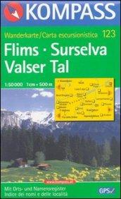 Carta escursionistica n. 123. Svizzera, Alpi occidentale. Films, Surselva, Valser Tal 1:50.000. Adatto a GPS. Digital map. DVD-ROM