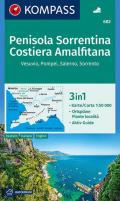 Carta escursionistica n. 682. Penisola Sorrentina, Costiera Amalfitana, Vesuvio, Pompei, Salerno, Sorrento 1:50.00. Ediz. italiana, tedesca e inglese