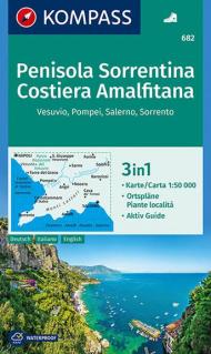 Carta escursionistica n. 682. Penisola Sorrentina, Costiera Amalfitana, Vesuvio, Pompei, Salerno, Sorrento 1:50.00. Ediz. italiana, tedesca e inglese