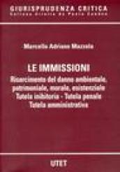 Le immissioni. Risarcimento del danno ambientale, patrimoniale, morale, esistenziale. Tutela inibitoria. Tutela penale amministrativa