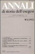 Annali di storia dell'esegesi. Atti del II seminario di studi su Lettura della Bibbia e pensiero filosofico e politico moderno. Forlì 7-9 giugno 1991. Vol. 9\1: 1992.