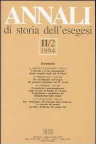 Annali di storia dell'esegesi. Atti dell'XI seminario di ricerca su Studi sulla letteratura esegetica cristiana e giudaica antica (Sacrofano, 20-22 ottobre 1993). Vol. 11\2: 1994.