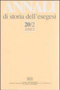 Annali di storia dell'esegesi (2003). Vol. 20\2