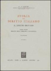 Storia del diritto italiano. Il diritto privato-Il diritto delle persone e di famiglia. 1.