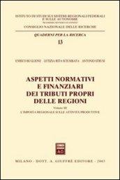 Aspetti normativi e finanziari dei tributi propri delle regioni. 3.L'imposta regionale sulle attività produttive