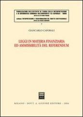 Leggi in materia finanziaria ed ammissibilità del referendum