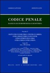 Codice penale. Rassegna di giurisprudenza e di dottrina. 5.Artt. 499-623-bis. I delitti contro l'economia pubblica, l'industria e il commercio, la moralità pubblica e il buon costume...