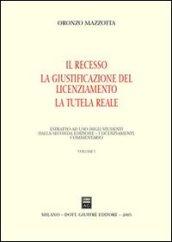 Il recesso. La giustificazione del licenziamento. La tutela reale. 1.Il recesso. La giustificazione del licenziamento. La tutela reale