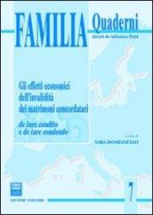 Gli effetti economici dell'invalidità dei matrimoni concordatari. De iure condito e de iure condendo