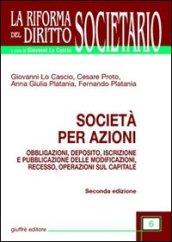 Società per azioni. Obbligazioni, deposito, iscrizione e pubblicazione delle modificazioni, recesso, operazioni sul capitale