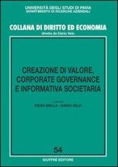 Creazione di valore, corporate governance e informativa societaria