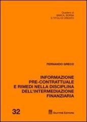 Informazione pre-contrattuale e rimedi nella disciplina dell'intermediazione finanziaria