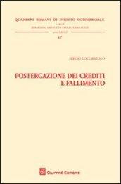 Postergazione dei crediti e fallimento