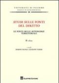 Studi sulle fonti del diritto. 2.Le fonti delle autonomie territoriali