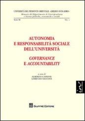 Autonomia e responsabilità sociale dell'Università. Governance e accountability