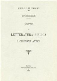 Note di letteratura biblica e cristiana antica