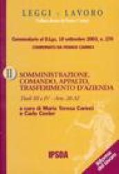 Somministrazione, comando, appalto, trasferimento d'azienda