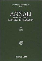 Annali della facoltà lettere e filosofia Università di Bari. 11.