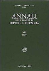 Annali della facoltà lettere e filosofia Università di Bari. 12.