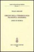 Origini della terminologia filosofica moderna. Linee di ricerca