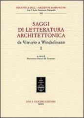 Saggi di letteratura architettonica, da Vitruvio a Winckelmann. 1.