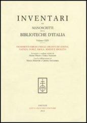 Inventari dei manoscritti delle biblioteche d'Italia. 114.Frammenti ebraici di Cesena, Faenza, Forlì, Imola, Rimini e Spoleto