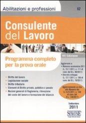 Consulente del lavoro. Programma completo per la prova orale