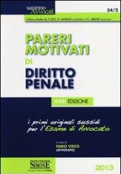 Pareri motivati di diritto penale