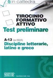 Tirocinio formativo attivo. Test preliminare. A-13