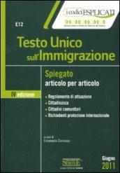 *E12 TESTO UNICO SULL'IMMIGRAZIONE spiegato articolo per articolo. Regolamento di attuazione • Cittadinanza • Cittadini comunitari