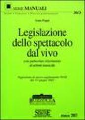 Legislazione dello spettacolo dal vivo: con particolare riferimento al settore musicale - Aggiornato al nuovo regolamento SIAE del 13 giugno 2007 (Manuali giuridici)