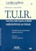 TUIR. Testo Unico delle imposte sui redditi esplicato articolo per articolo